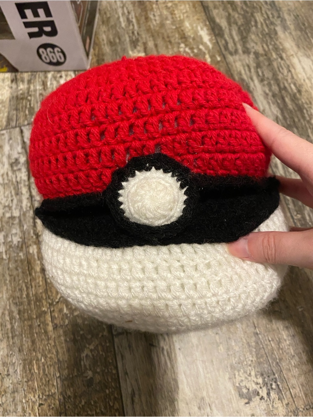 Handmade crochet Pokemon ball